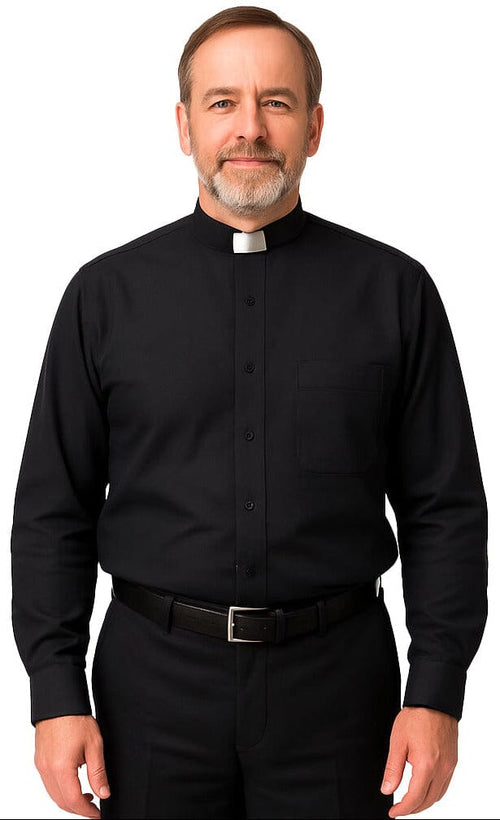 Black Long Sleeve Clergy Shirt