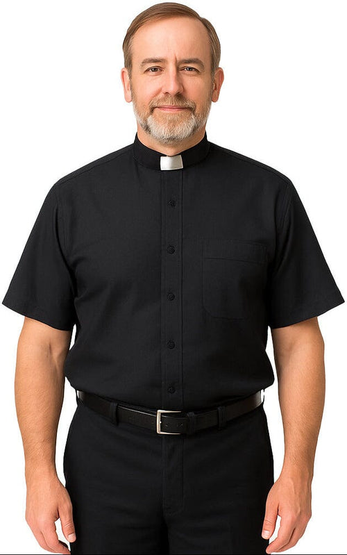 Black Short Sleeve Clergy Shirt