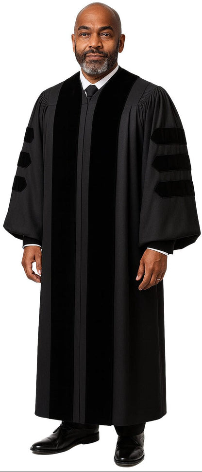 Deluxe Black Pulpit Robe - Churchings