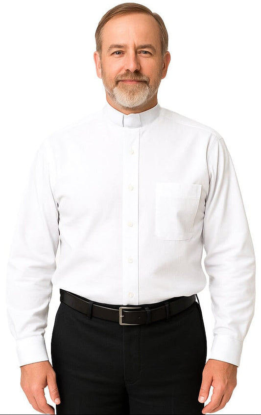 White Long Sleeve Clergy Shirt - Churchings