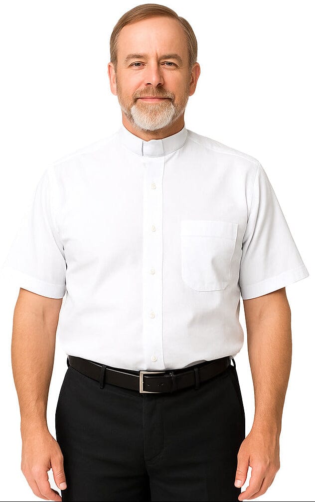 White Short Sleeve Clergy Shirt - Churchings