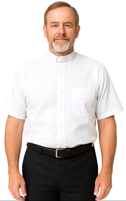 White Short Sleeve Clergy Shirt - Churchings