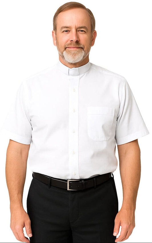 White Short Sleeve Clergy Shirt - Churchings