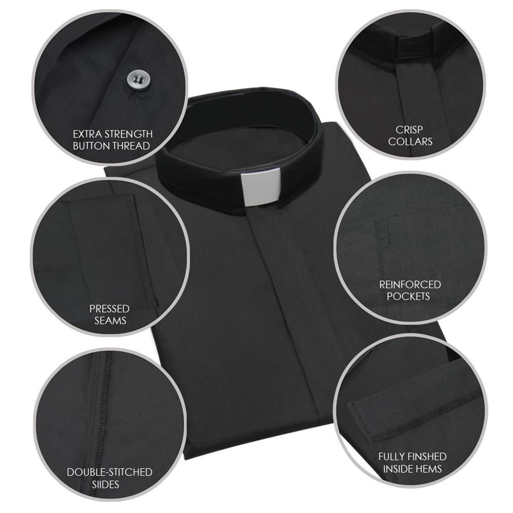 Black Long Sleeve Clergy Shirt - Churchings