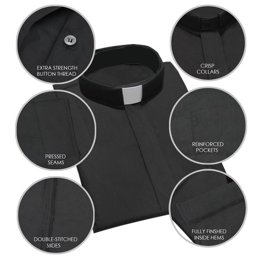 Black Short Sleeve Clergy Shirt - Churchings